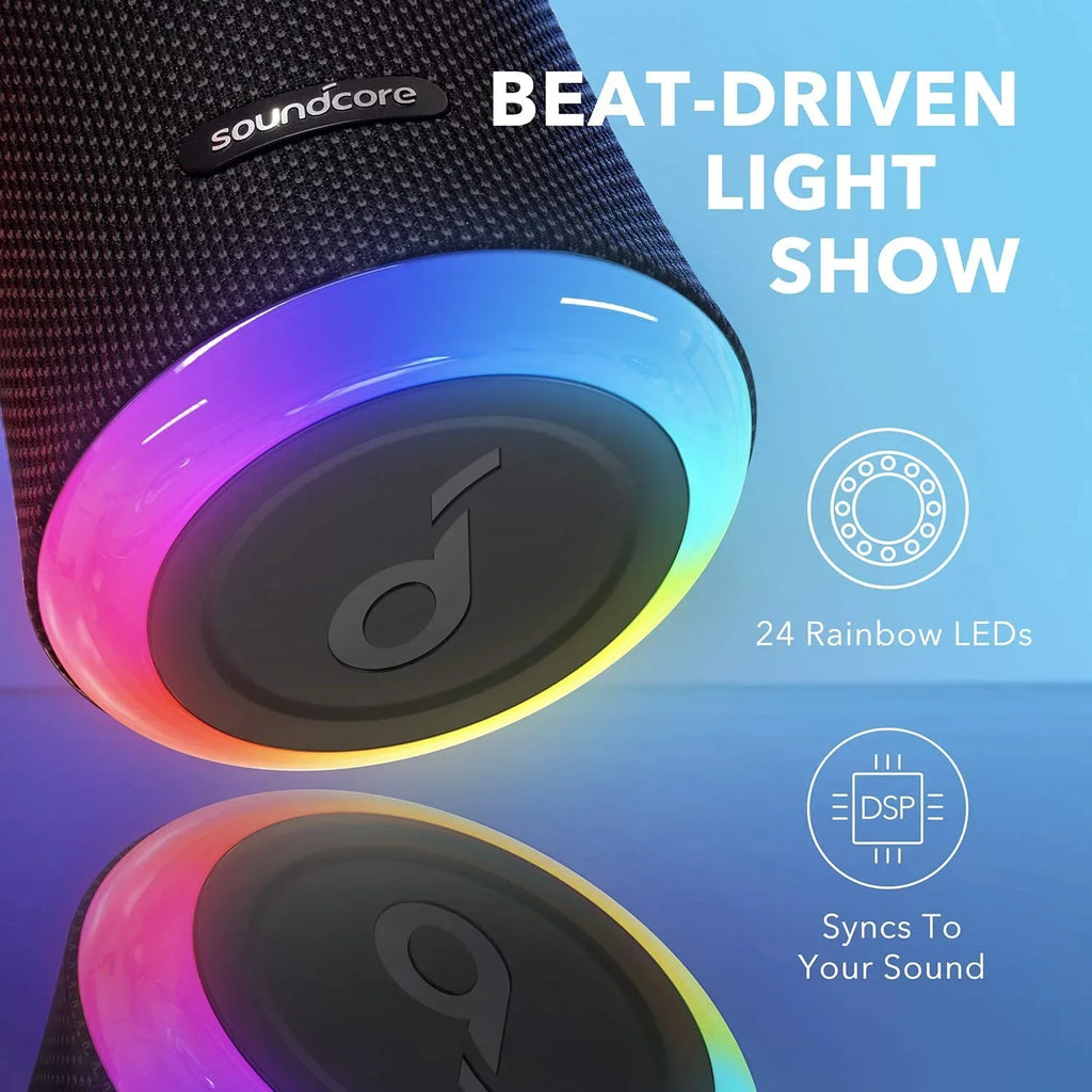 Bluetooth Speaker by 2 Soundcore (Refurbished) Waterproof Portable Wireless Anker Black Restored Flare