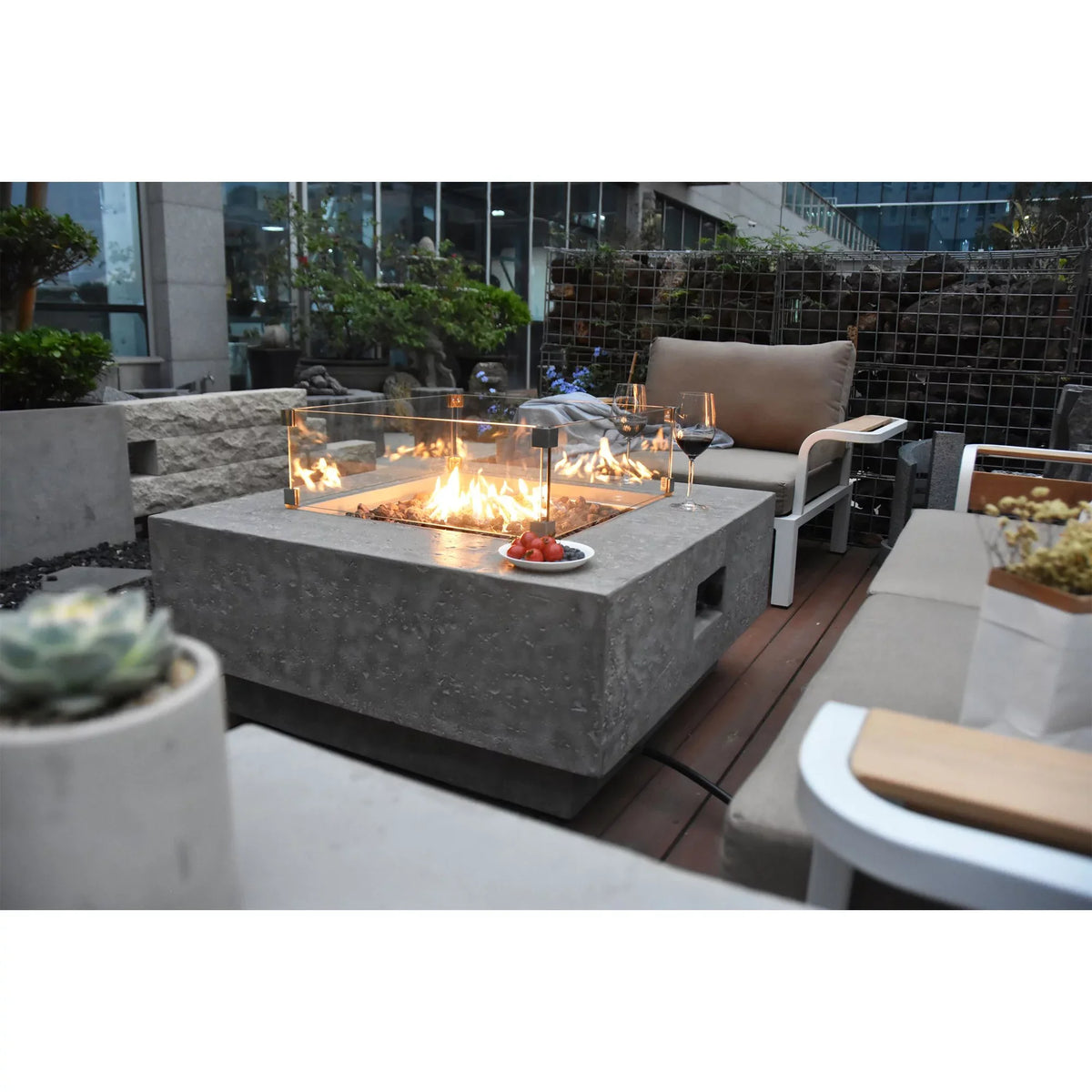 Natural Manhattan Gas Table 45,000 Outdoor Concrete Elementi BTU Fire
