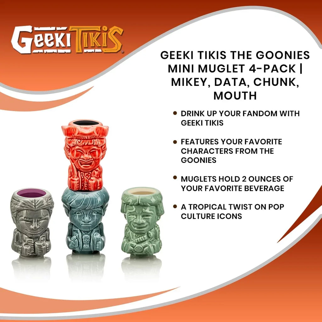 The Tikis | Data, Chunk, Goonies Mouth Mikey, Mini 4-Pack Geeki Muglet