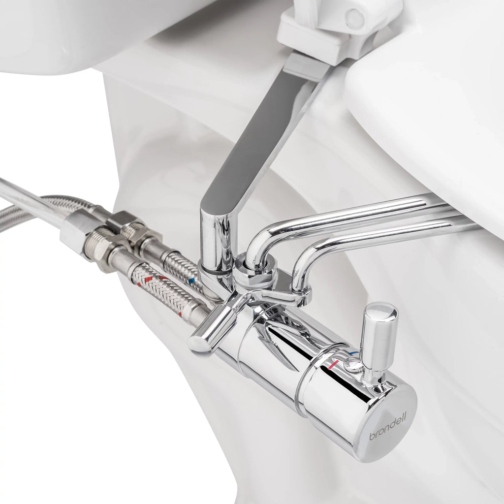 All Bidet Brondell Wand, Attachable Metal Temperature Dual in with Silver Adjustable Side-Mounted Spray