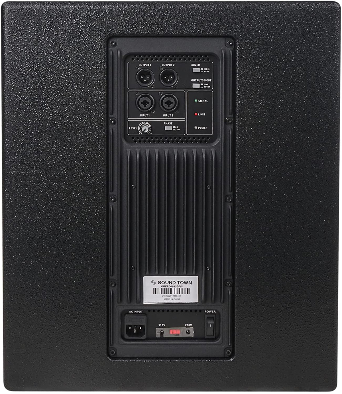 Series Class-D 4" Output 15" Selectable 100 Sound Town Modes, Birch Amplifier, Powered with and oz PA/DJ Subwoofer Plywood, LPF DSP Voice Coil, Black OBERON (OBERON-15SPW) Magnet, 1400W