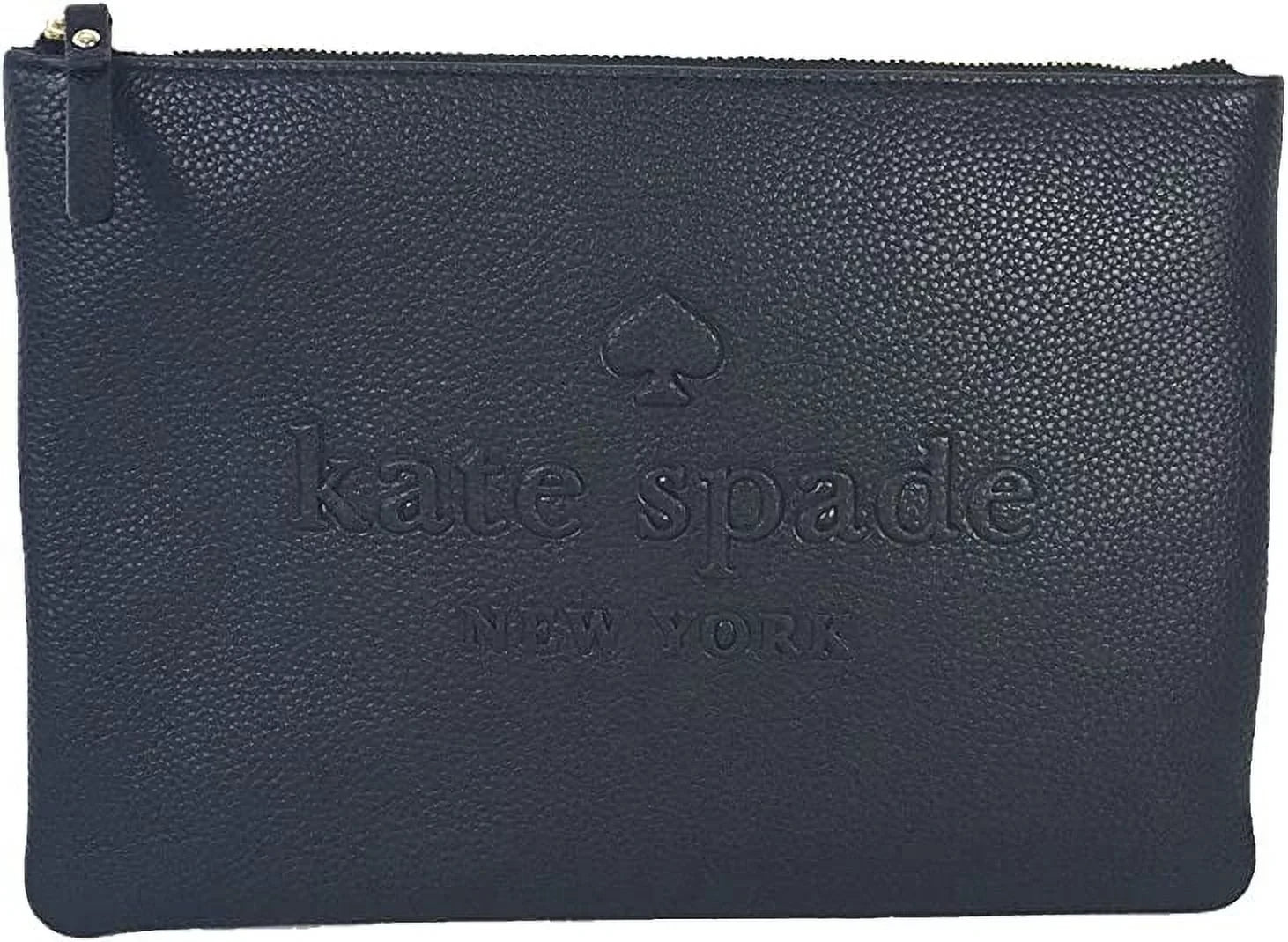 Pebbled Leather Clutch Large Gia Soft Black Logo Spade Bag Kate Pouch Embossed