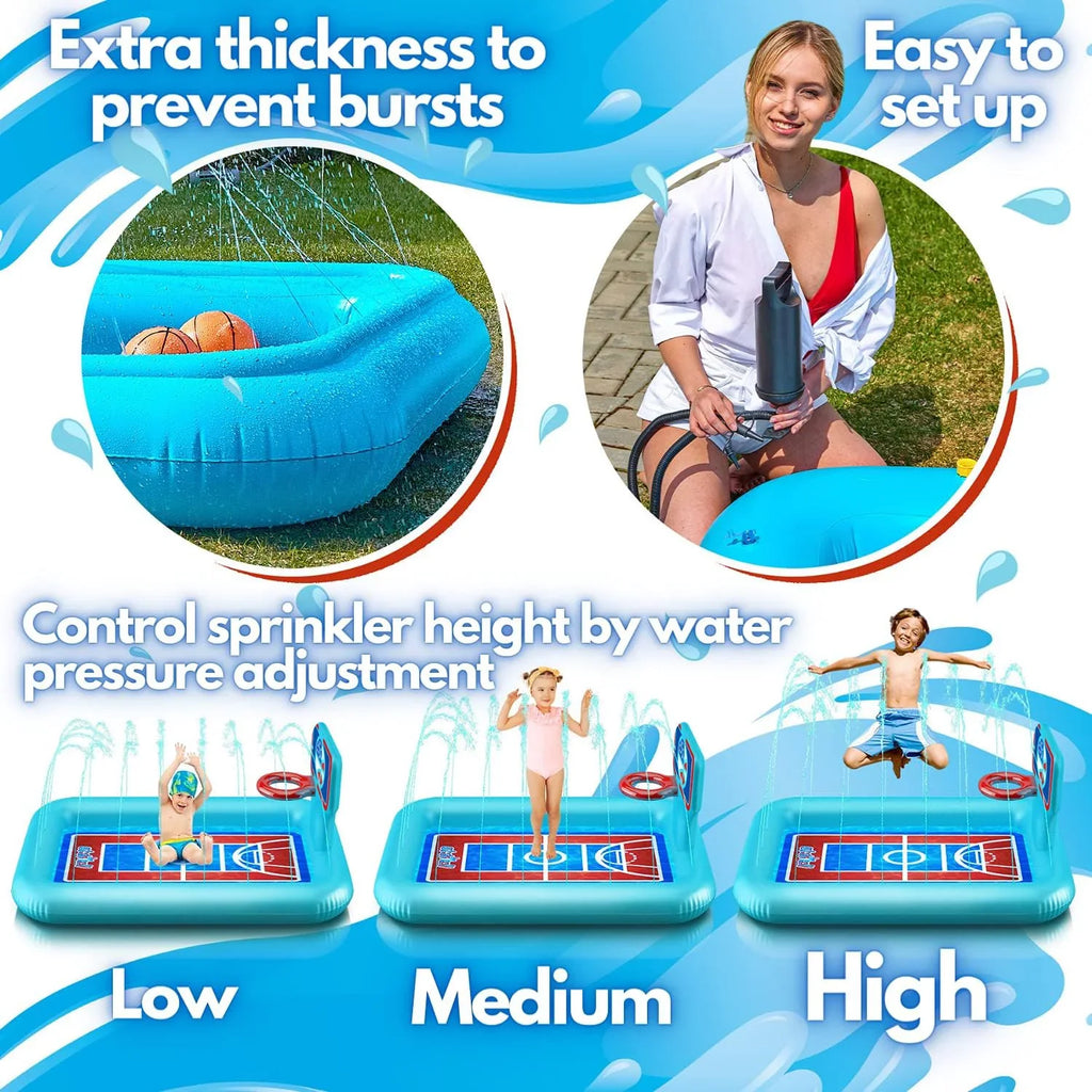 Summer System, Hoop Pool 82-inch. Toys - Basketballs Splash Splash Inflatable Sprinkler With Water Kids Kids Pad And 2 For Pad And -