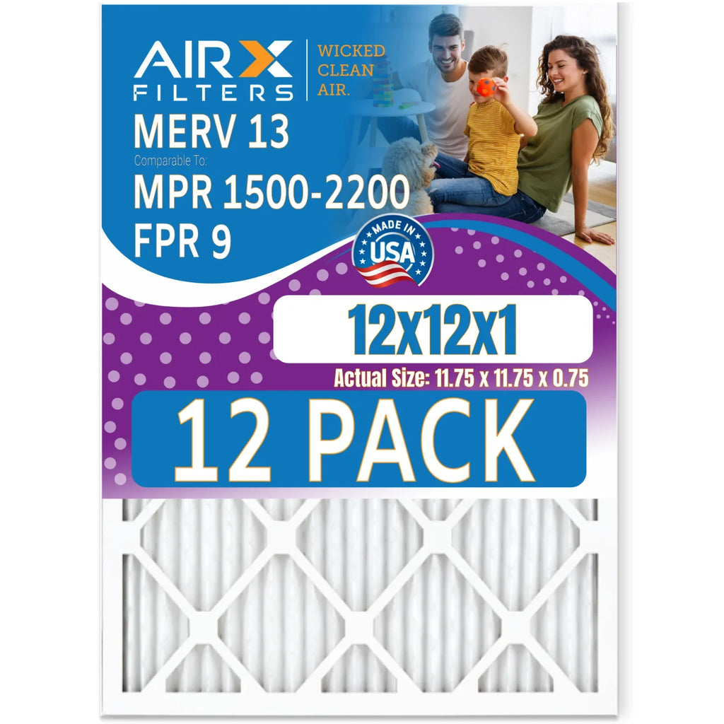 Made Rating, Air WICKED AIR. 12x12x1 AIRX 2200 - MERV by CLEAN Filters USA 13 9 Pack 1500 in FPR of to 12 Furnace & FILTERS MPR Filter Comparable -