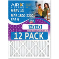 Made Rating, Air WICKED AIR. 12x12x1 AIRX 2200 - MERV by CLEAN Filters USA 13 9 Pack 1500 in FPR of to 12 Furnace & FILTERS MPR Filter Comparable -