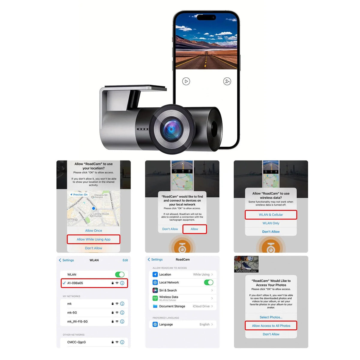 MAX Built-in Night Smart Cam 1440P Car VVCAR Dash Camera Vision 2K APP Loop WiFi A1-2K Recording Support G-Sensor 128G Control