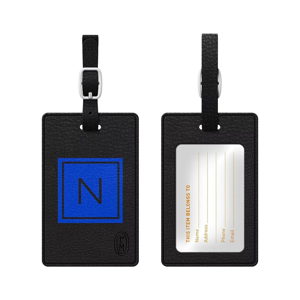 OTM TAGV1BLK-M06M-N Monogram Black Marine Inversed Bag Leather Centon Tag N