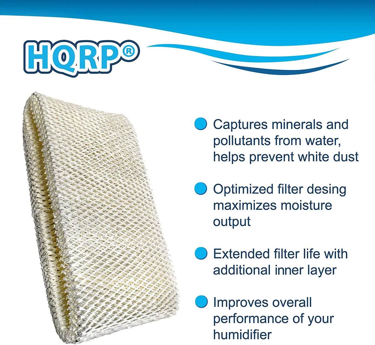 HQRP BWF75 2-Pack BCM3855 Humidifiers D for fits BCM3955 Bionaire Wick Filter Filter BCM3656 Replacement
