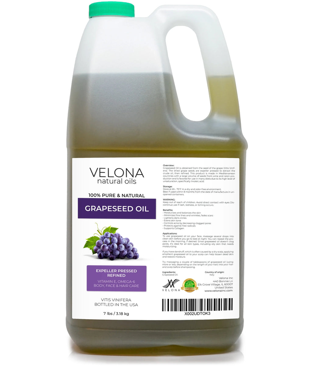 100% Cooking, - Skin, Face, | and | pressed oz Refined, 64 | Care Oil Pure Oil Carrier Grapeseed Body, Velona Natural Cold Hair
