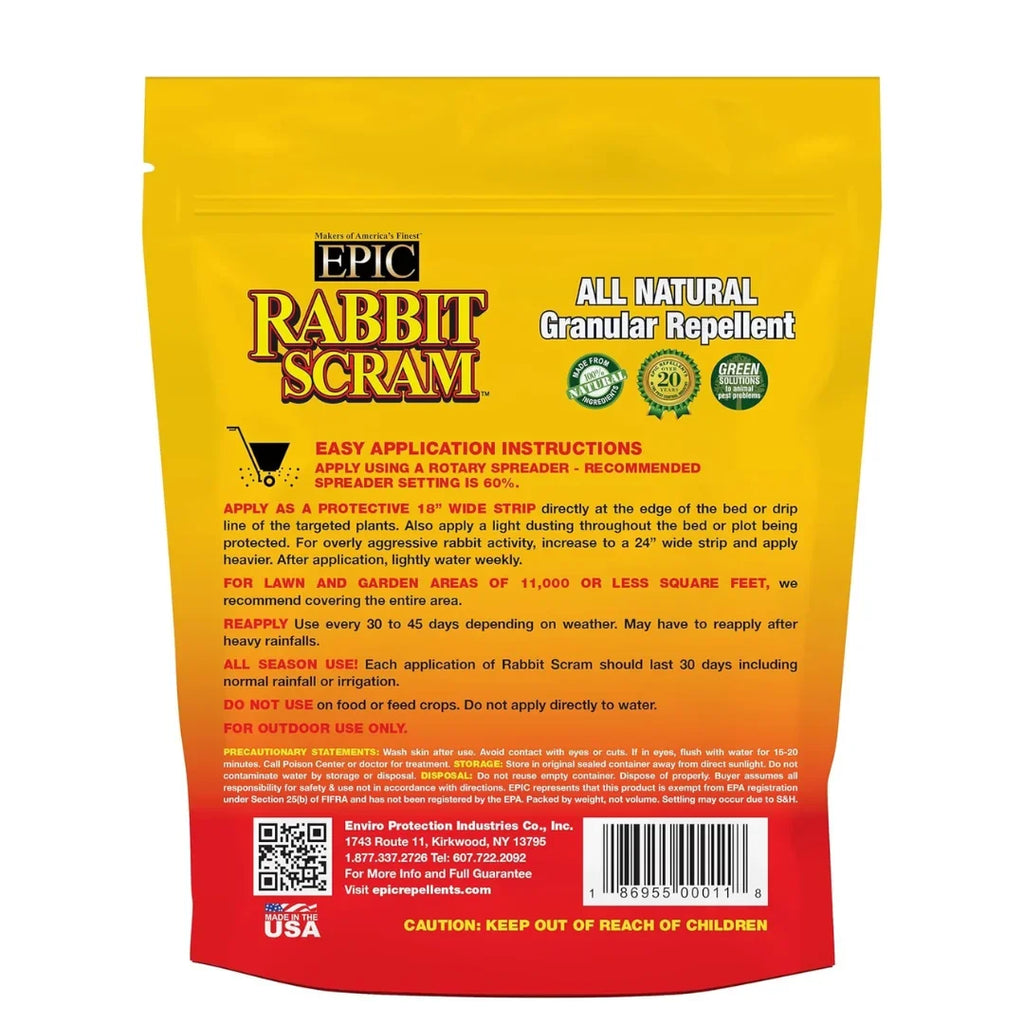 To Ready Natural Scram Bag, EPIC 6lbs Repellent Outdoor All Use Animal Granular Resealable Rabbit