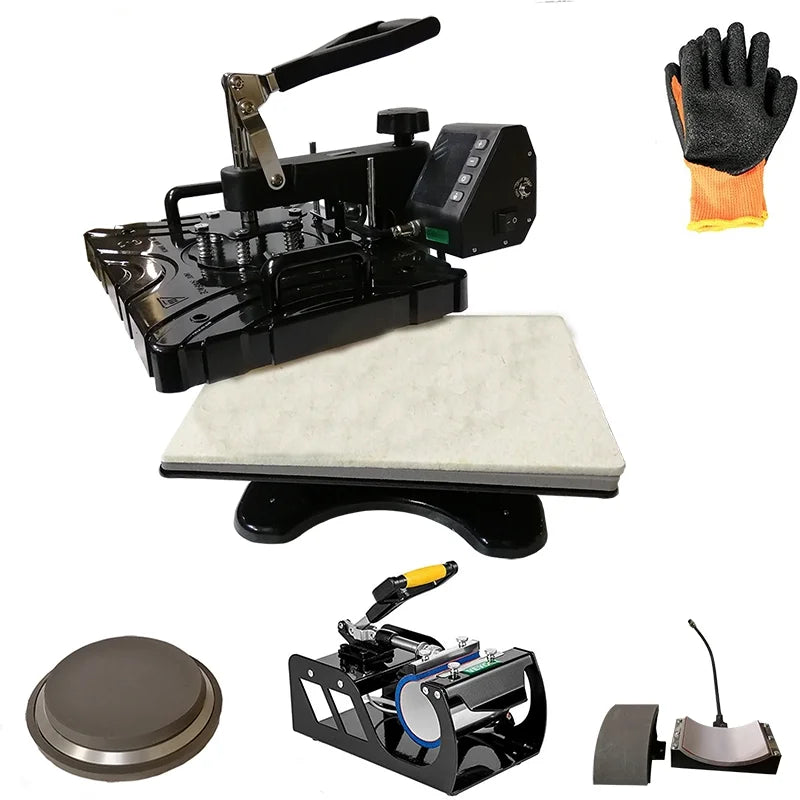 Machine Plate Techtongda 5in1 Mug Combo T-Shirt Hat Press Transfer Heat Cap Machine Multifunction Sublimation with Accessory