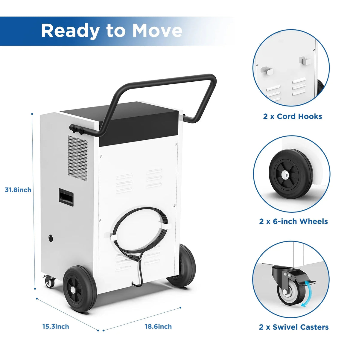 Pints with Industrial up for Auto 240 Sq Water Defrost, - Moiswell Drain - Basements, and Ft Memory Site, Pump for Spaces Damage to Hose 8,500 Dehumidifier Large Commercial Unit Ideal Starting
