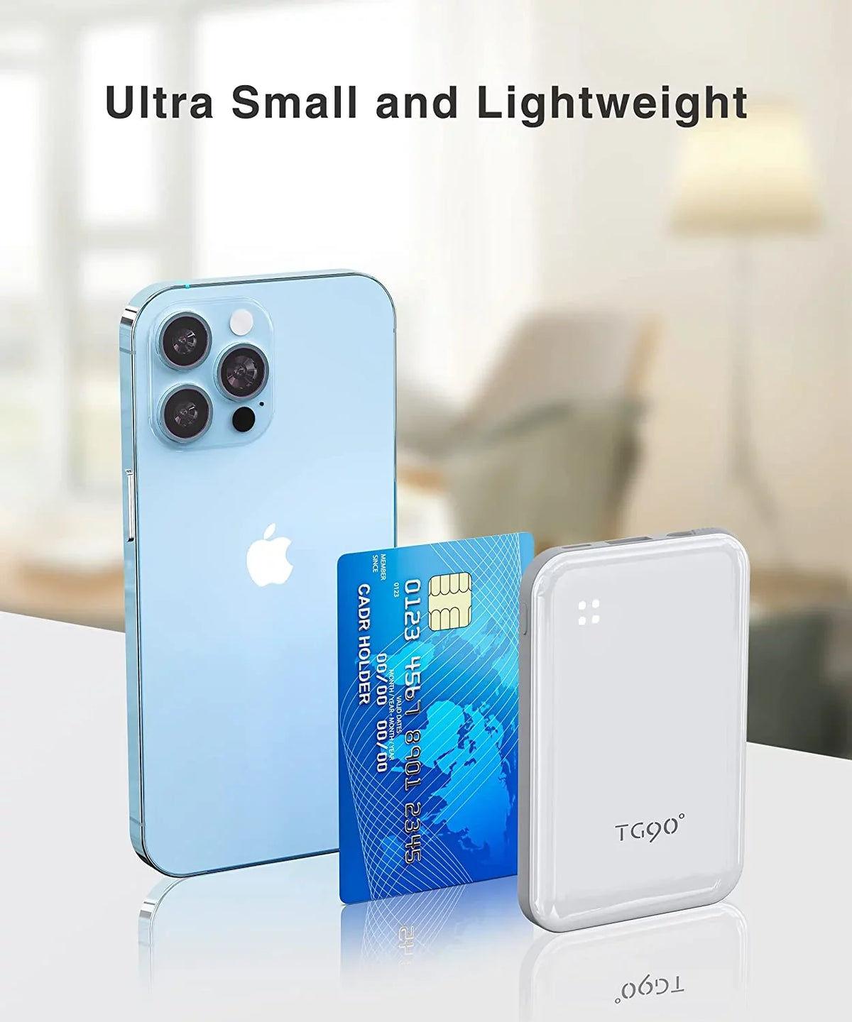 Portable Compatible Bank and 13/13 Cable, Small with Pro Max/X/XS/8/7/6/SE Mini Built-in Charger More Pro 4500mah Phone Max/12/12 Charger Portable with White Power Pro Max/11/11 Cell TG90 iPhone