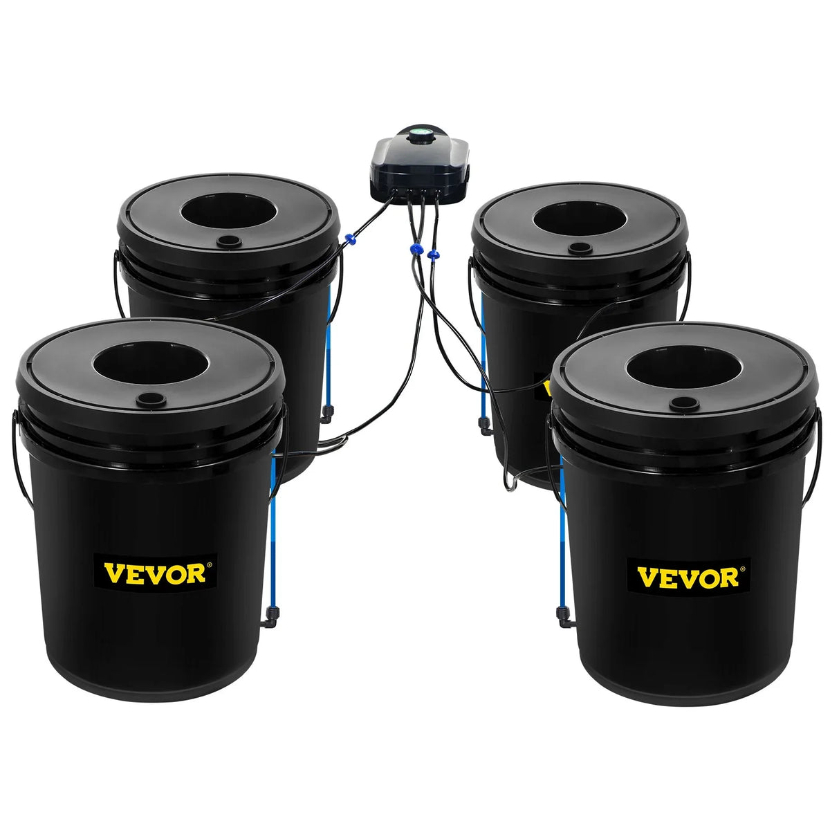 Indoor/Outdoor Water VEVOR Leafy Hydroponic Kit, 4-Bucket Vegetables for Indicator Level DWC Stone Air 5-Gallon, Pump, & with Grow System