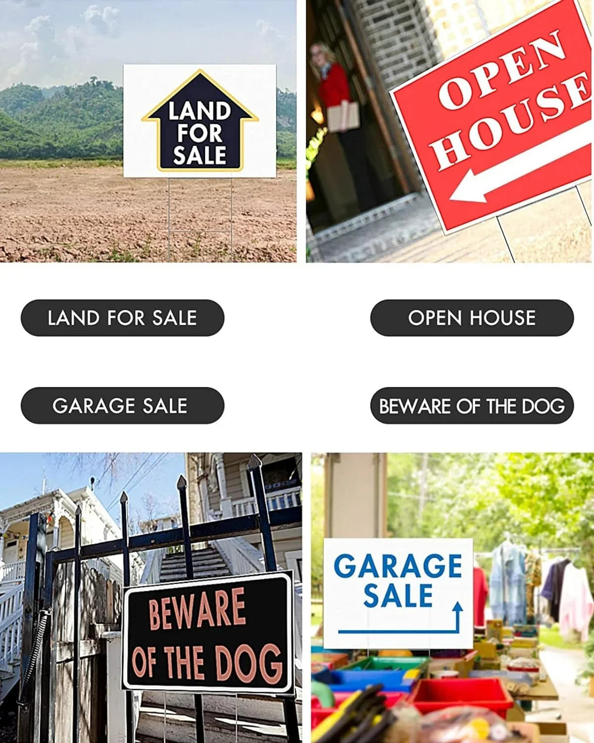 Pack Happy Guidepost, 4 Yard 12 Stakes, House Garage 17 Open Decorations, x Lawn Signs with Sign Garage White Birthday, Inches Garden Blank for Yard Thten Sale Signs Large Sale, Rent,Party