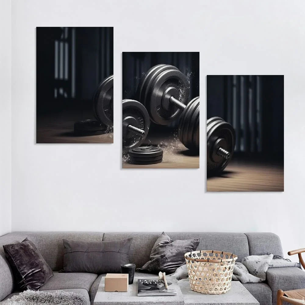 Dumbbell YIKUMA Art Home Decor Fitness Home 12x16x3pcs Wall Canvas Motivational Gym 12''x16''X3 Decor Poster Decor Poster Poster Wall Workout Fitness Aesthetic Paintings Room Panels Living