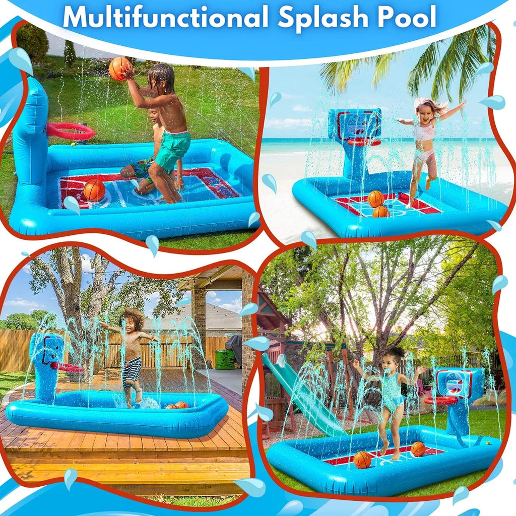 Summer System, Hoop Pool 82-inch. Toys - Basketballs Splash Splash Inflatable Sprinkler With Water Kids Kids Pad And 2 For Pad And -