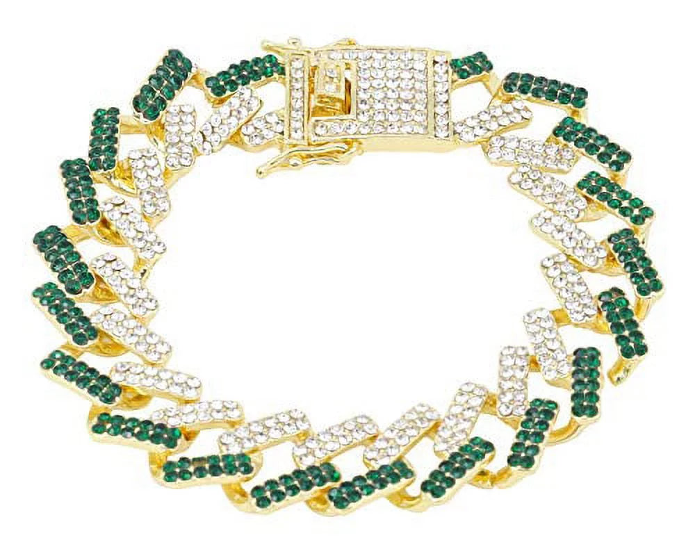 Silver Round Out (L0504DXB Luxury Money - Mens Bling-ed w/Bling-ed Bracelet Watch Green) ZZ Gold Out