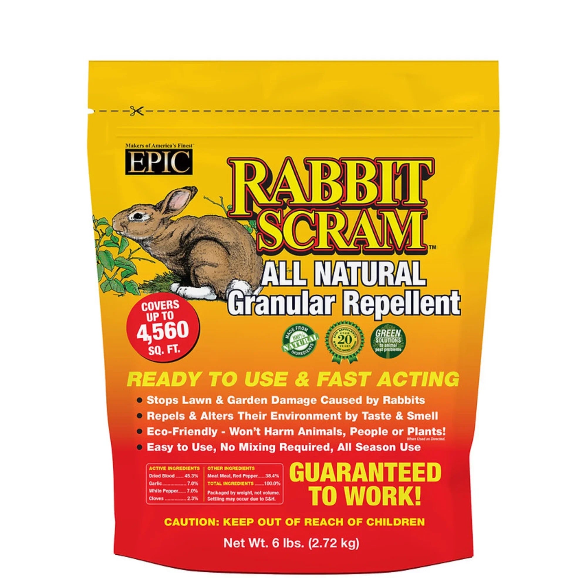 To Ready Natural Scram Bag, EPIC 6lbs Repellent Outdoor All Use Animal Granular Resealable Rabbit