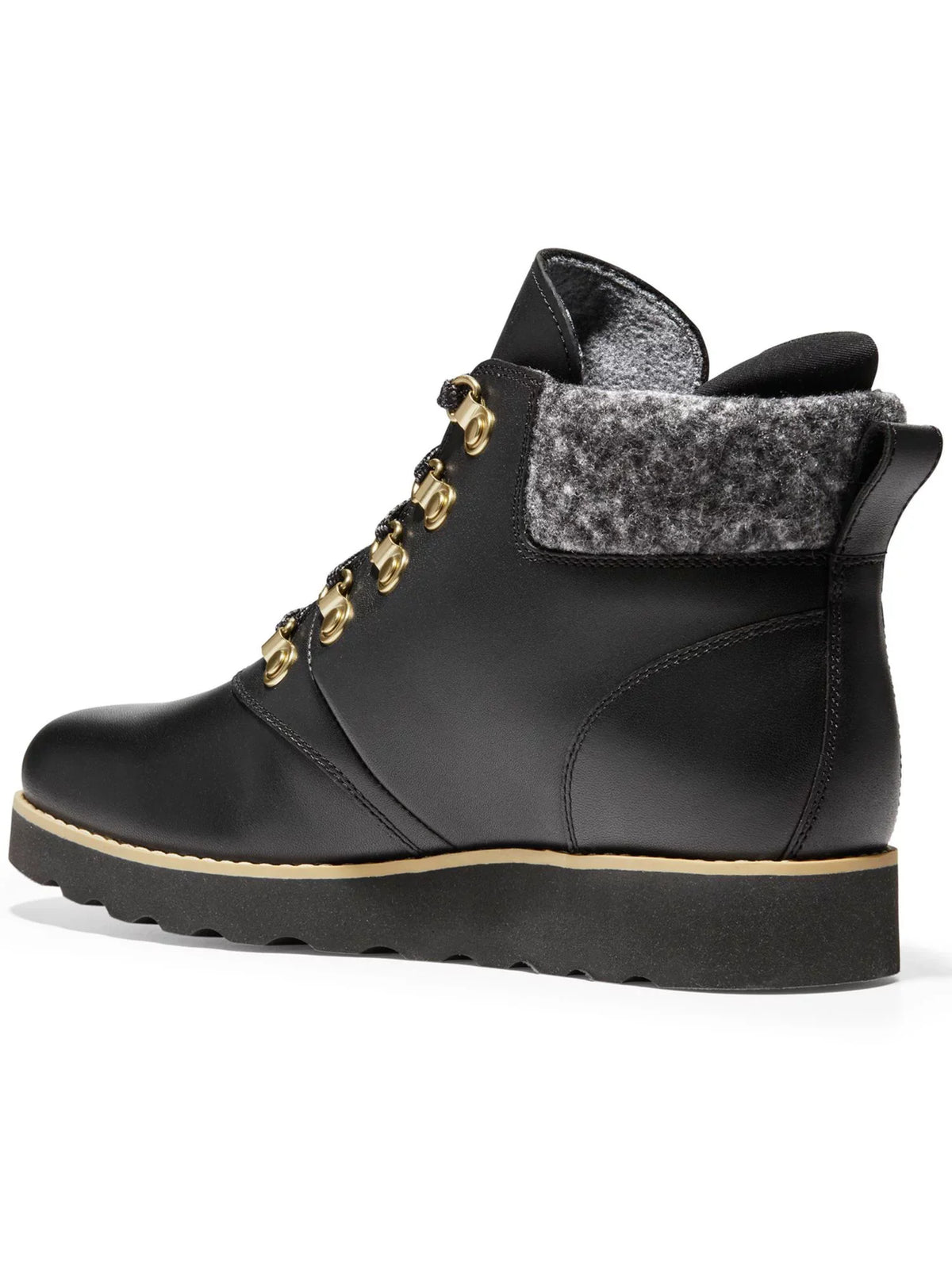 Resistant Waterproof Round HAAN Boots Black Traction B Wedge Slip Hiking Nantucket 7 Toe Breathable COLE Cushioned 1/2" Lace-Up Womens Platform