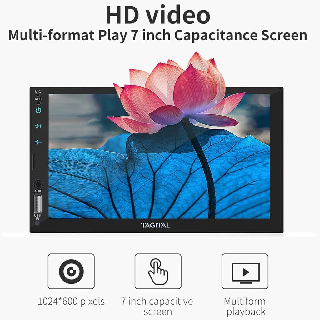 Apple Double &Android MP5 Inch LCD Backup Carplay Screen Link Stereo Car Auto, Din with Mirror HD Camera, Player, Tagital 7 Bluetooth, Touch