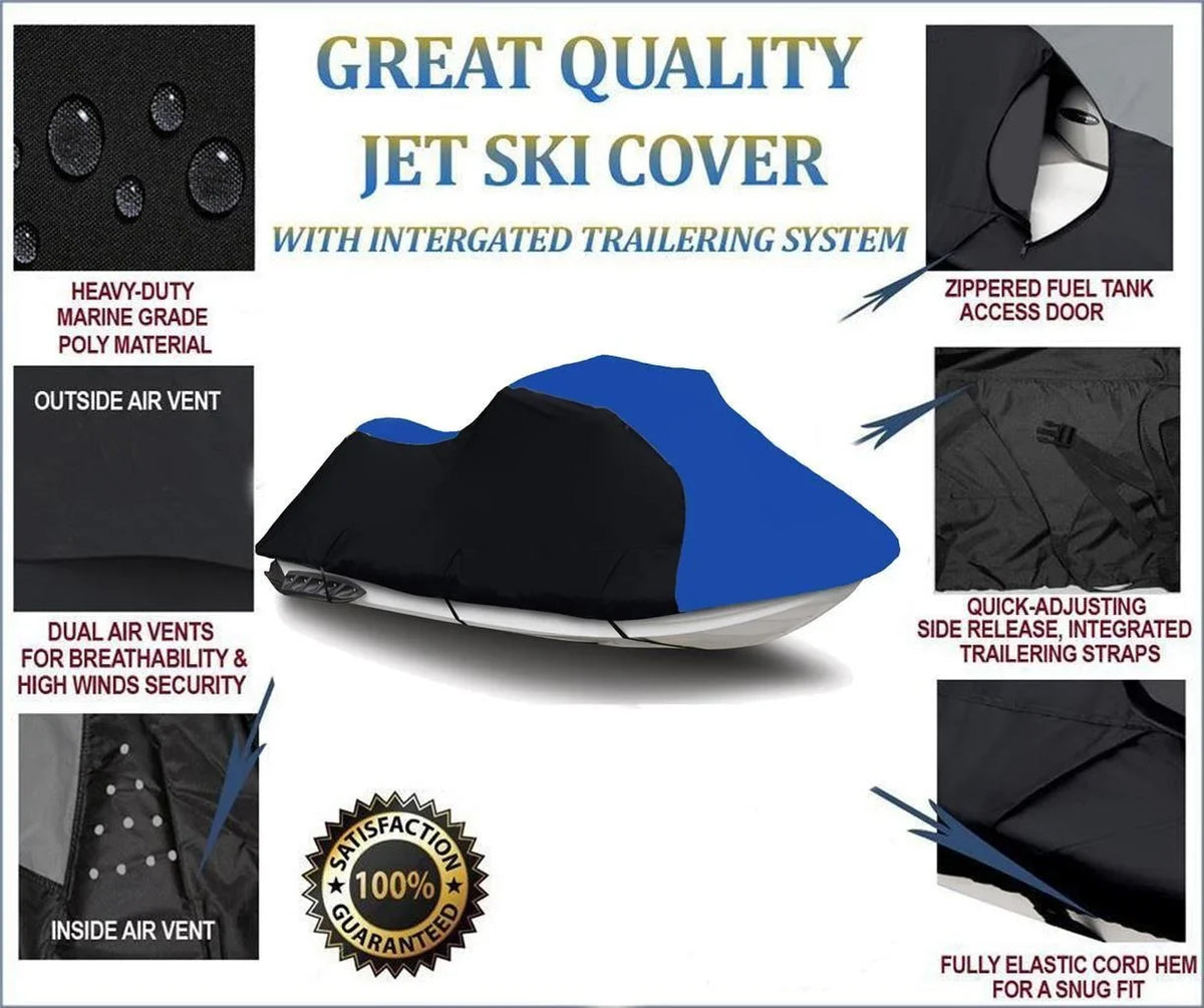 2005 Cover 2004 1997 BLACK Ski Cover Compatible Jet 900 1998 Trailerable 2000 2002 2003 for KAWASAKI 2006 1999 2001 STX HEAVY-DUTY BLUE /