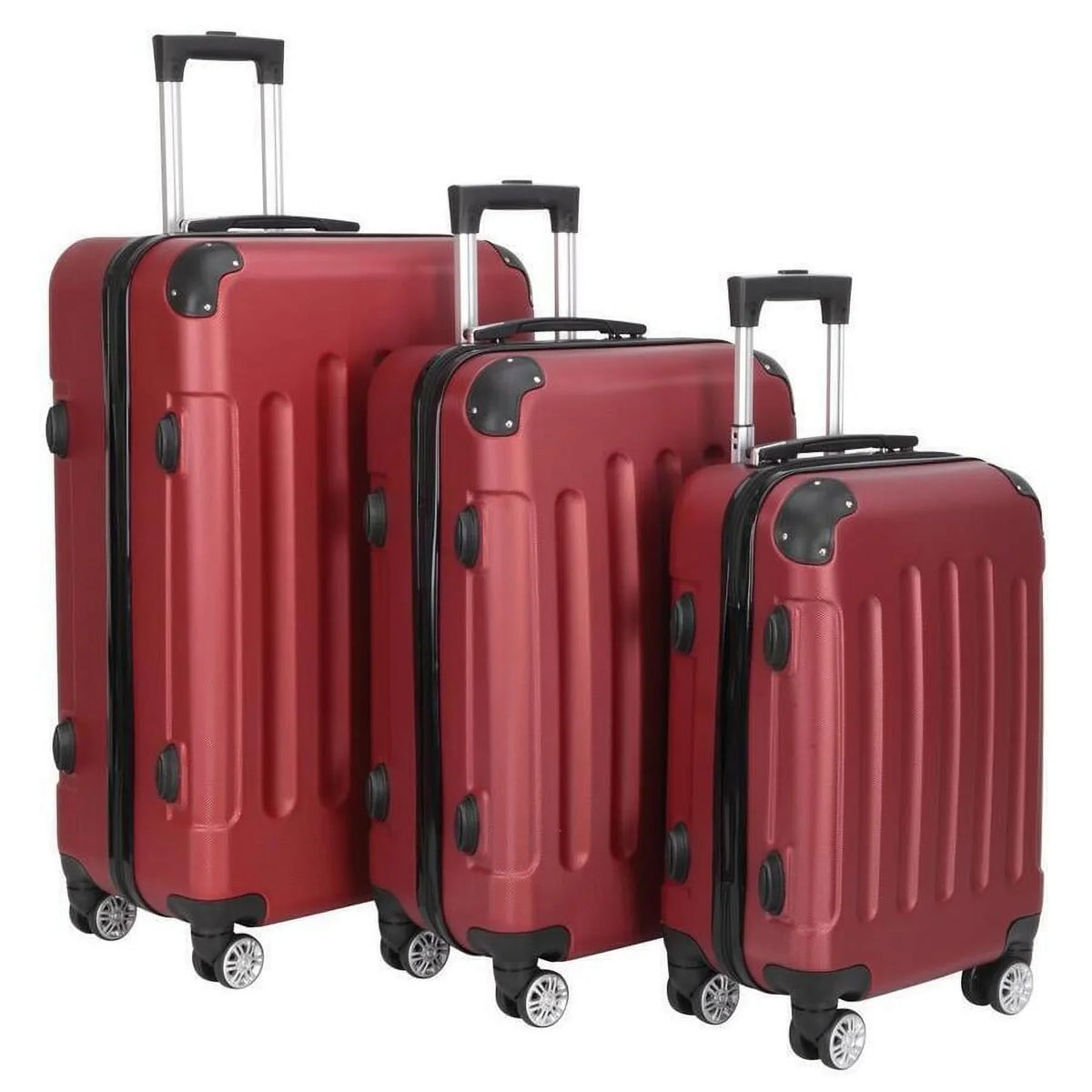 Wine Trolley TSA Lock, Luggage Red, 3-Piece with Set ABS