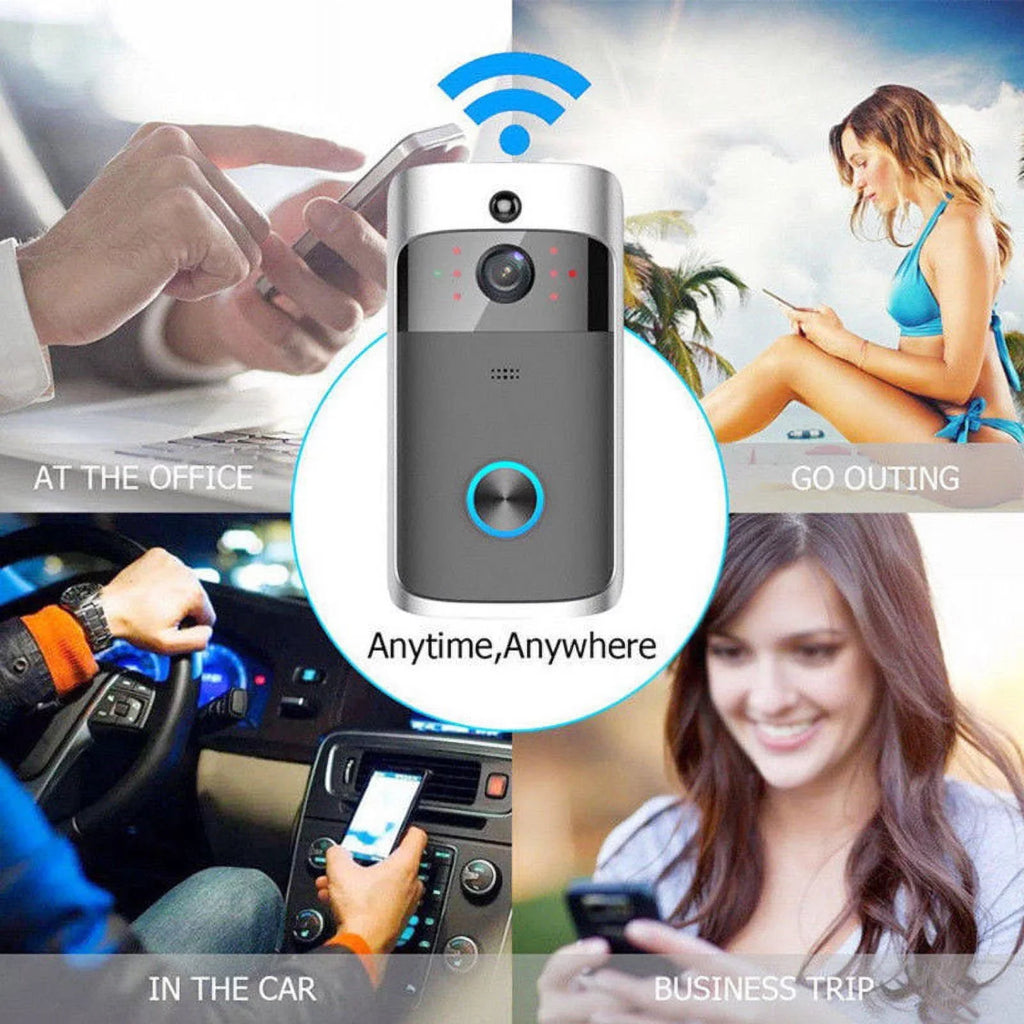 Doorbell Security System Record Camera IR Smart WiFi Video Visual Wireless Bell-Black