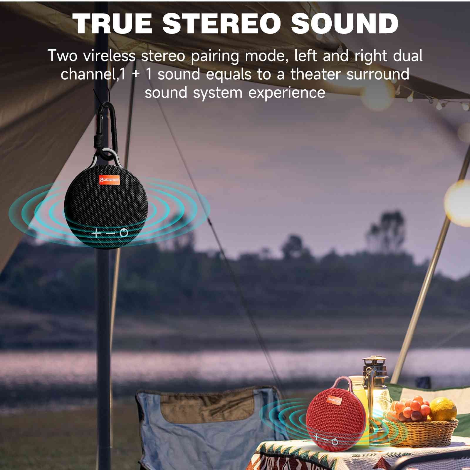 Boat, Bluetooth with Biking 20H Clip, Speaker Black Big Stylo Sound, for IPX7 Punchy Compact UrbanX Speaker Pack Waterproof Wireless with Bass, LG 5 Audience Pool, Series Beach, & Playtime, 2