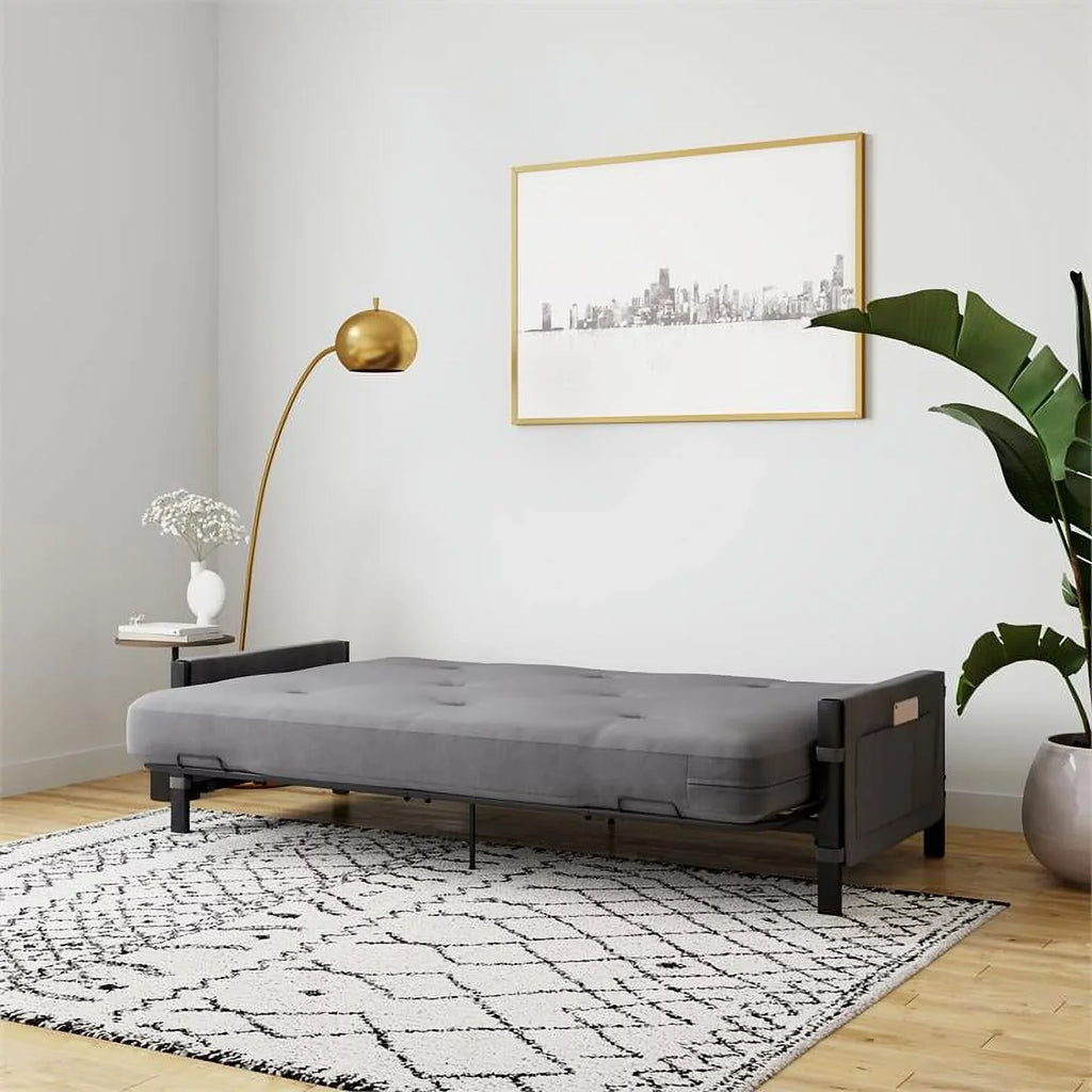 6" Futon with Melbourne Thermobonded in DHP Mattress Gray Storage Futon