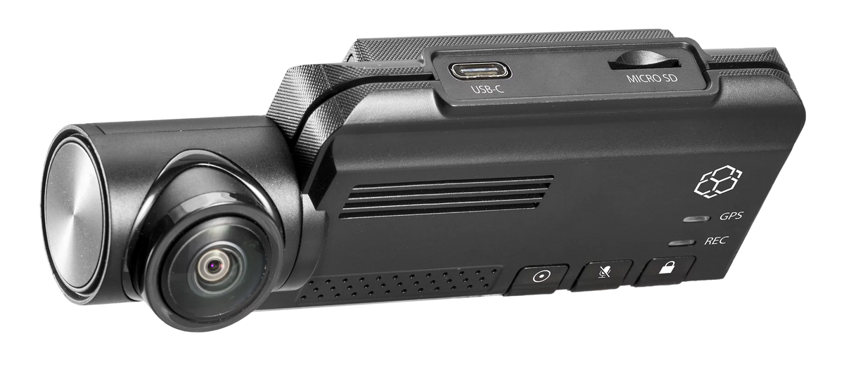 Black 2K Split 2K RoadCam Included, QHD with 4-in-1 App Dashcam GPS, - 360° 16GB SD YADA Built-in Compact Screen Control, Pro Card Recording,