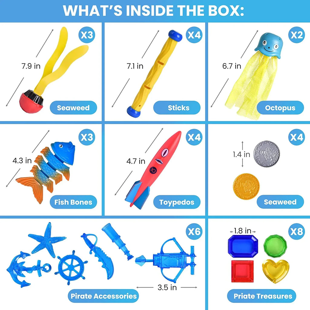 for Kids Toys 34PCS for Toys Swimming for Fun Pool Little Kids Diving Backyard, Toys Water Pool Toys