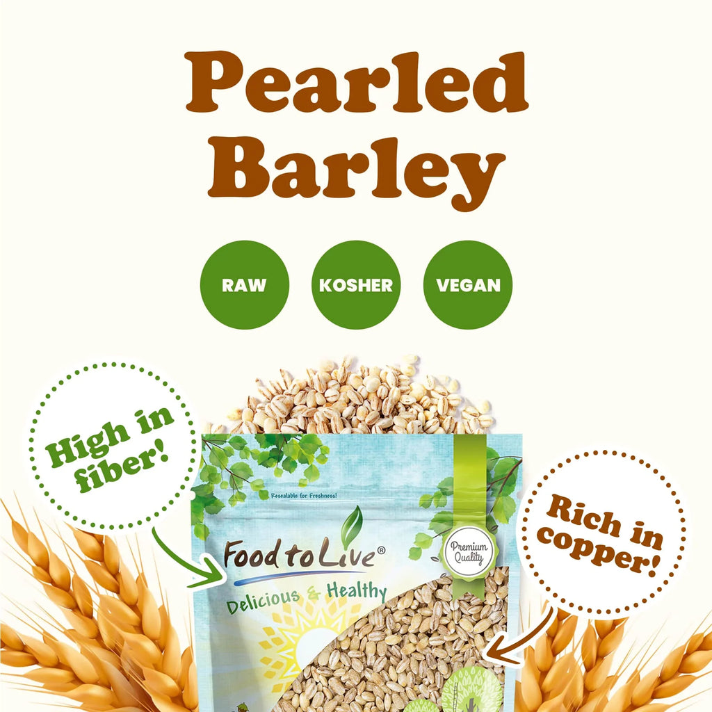 Kosher, Pearled 10 Pounds by Live Food Barley, — — to Vegan, Raw
