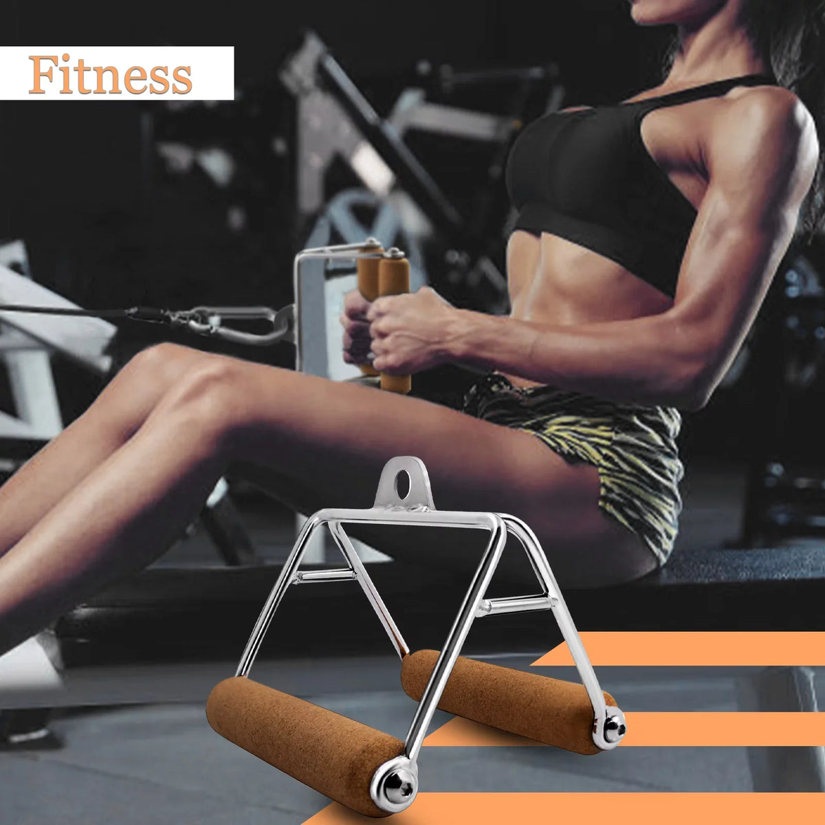 Non-Slip Natural Ymam.Light V Cable Handle Machine Handles Home Handles, Gym Pulldown D Tight Row Double Row Handle, Grip Attachment For Cork