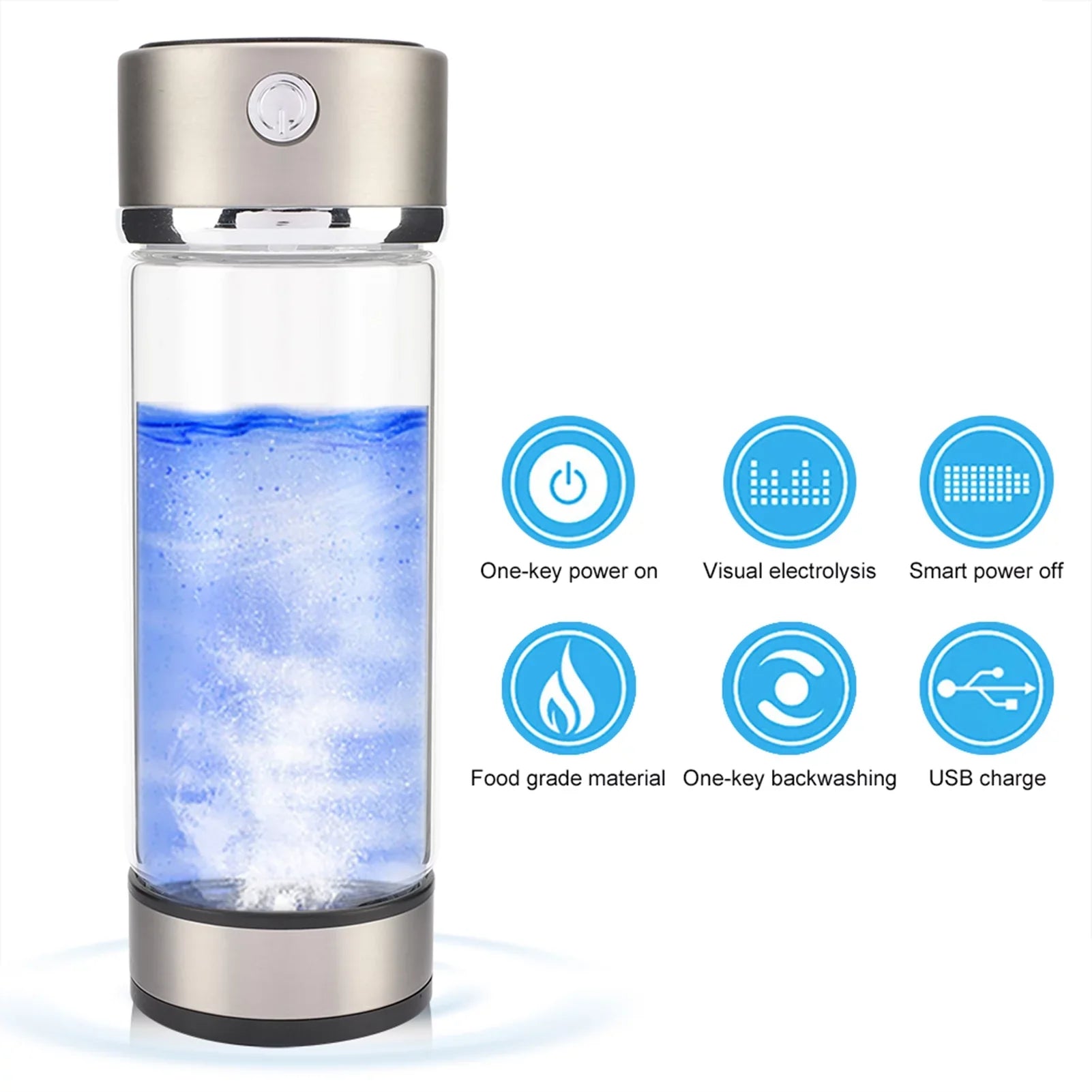Rich VIFERR Portable Filter Hydrogen Charging USB Purifier Bottle Glass Water Bottle Hydrogen Water Cup Lonizer