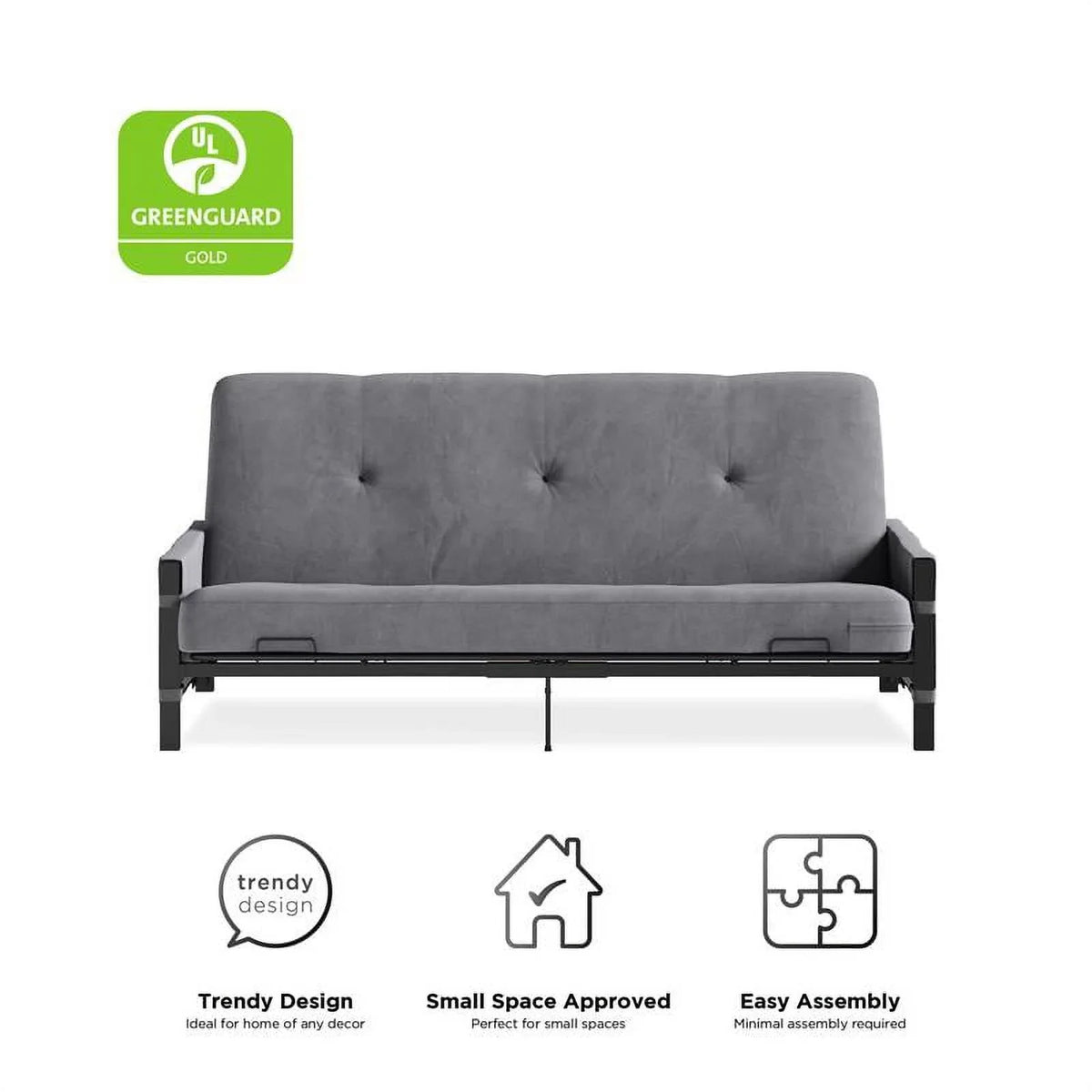 6" Futon with Melbourne Thermobonded in DHP Mattress Gray Storage Futon