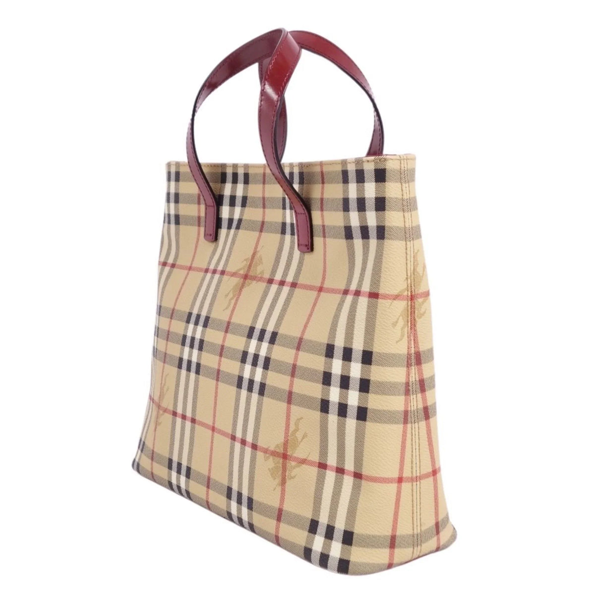 (Good) BURBERRY Pattern Ladies Tote Pre-Owned Brown Handbag Check LONDON Burberry London Bag