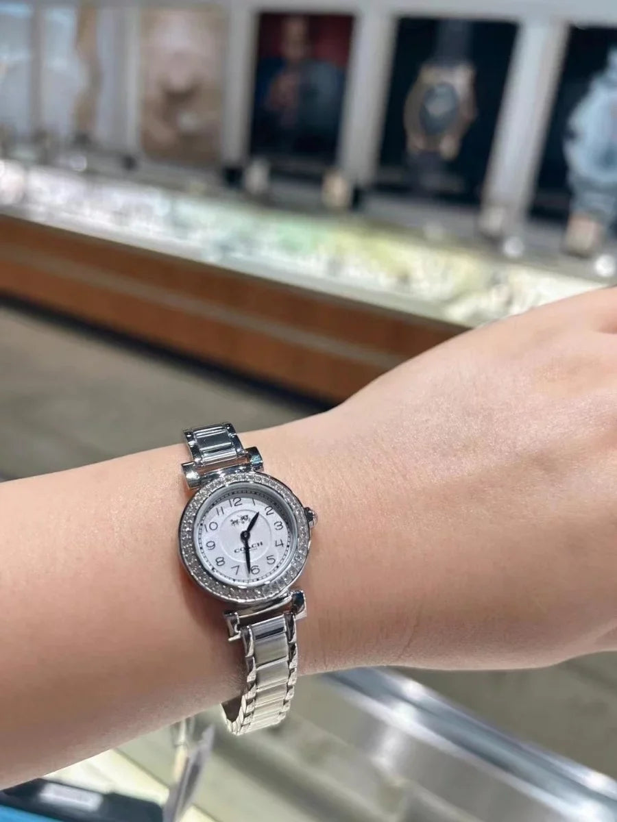 Steel Madison Tone Glitz Stainless Coach Watch 14502402 Crystal Silver