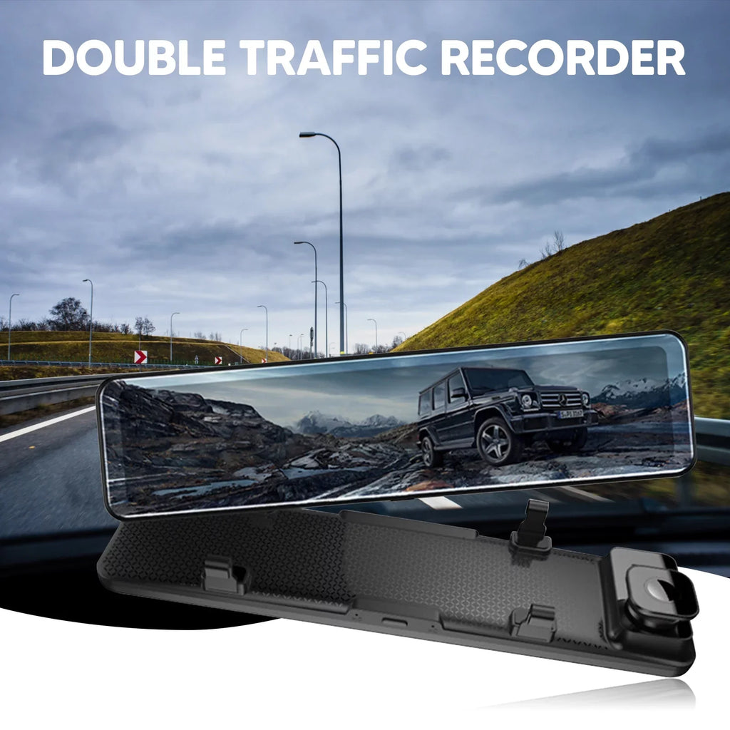 Mirror Recorder GPS Video DVR View Kits 12"Dual Night Cam Rear Car Camera Dash