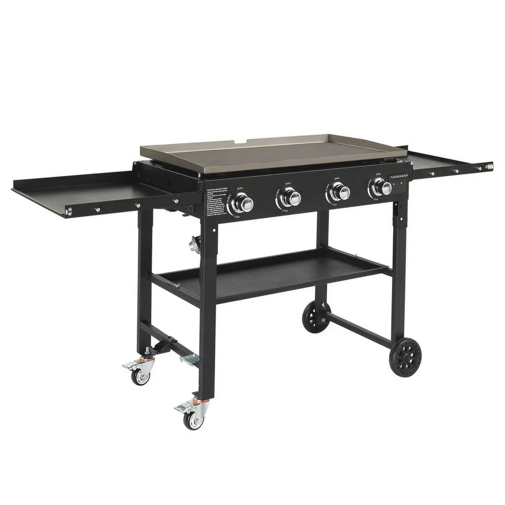 Side Grill Patio Garden Outdoor Picnic 4-Burner for with & Spice Steel, Foldable Stainless SYTHERS Rack, Shelves BBQ Propane