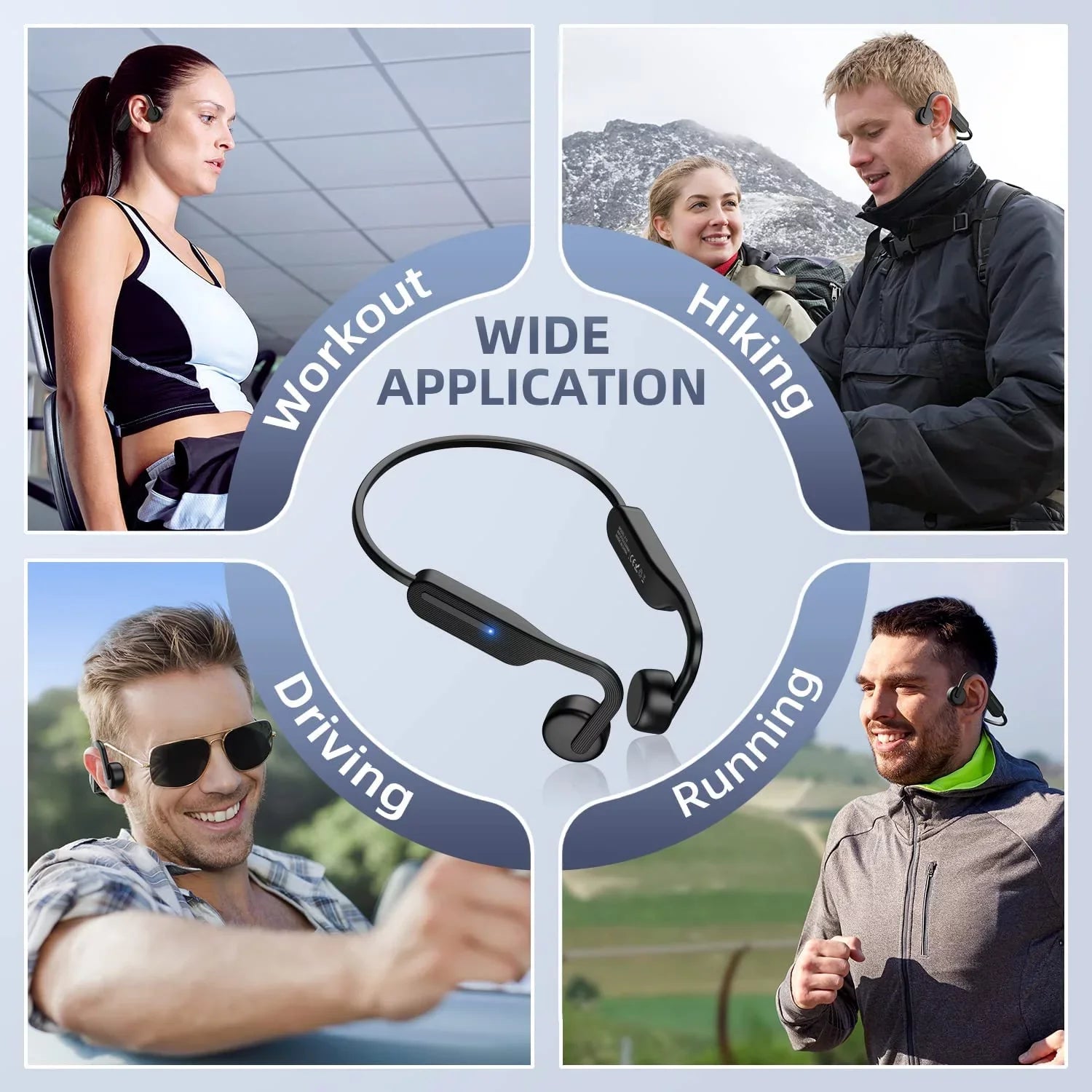 Running, Hiking, Ear Bluetooth Earphones, Conduction Resistant Headphones, Headset for Driving Wireless Sports Bone 5.0 Headphones, Cycling, Open Sweat