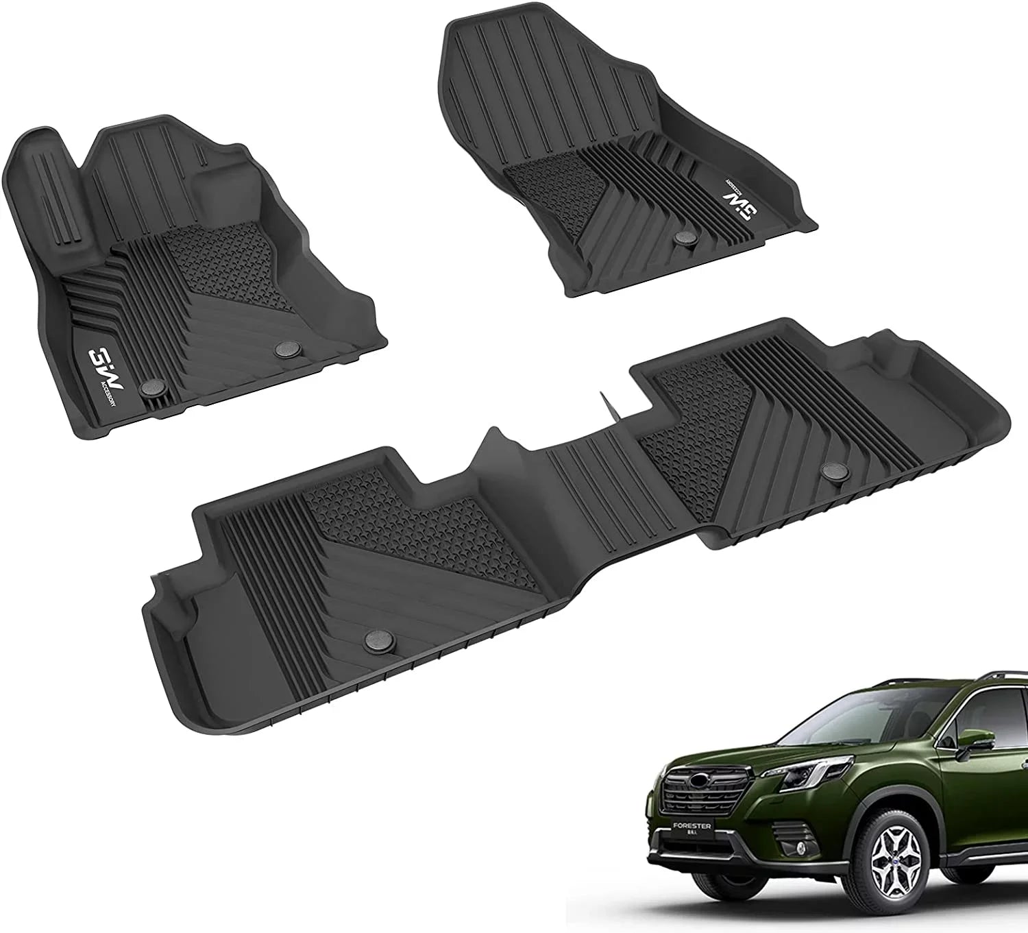 TPE Include & Front Floor Row Black for Floor Weather 1st All Forester Protection Liners Floor Full 2nd and 3W 2019-2023 Automotive Set Subaru Mats Mats TPE Rear, Custom