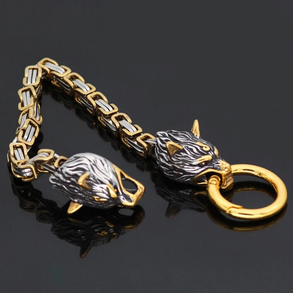 Wolf Fashion Handmade Jewelry Steel Nordic Bracelet Stainless Celtic Men's Retro