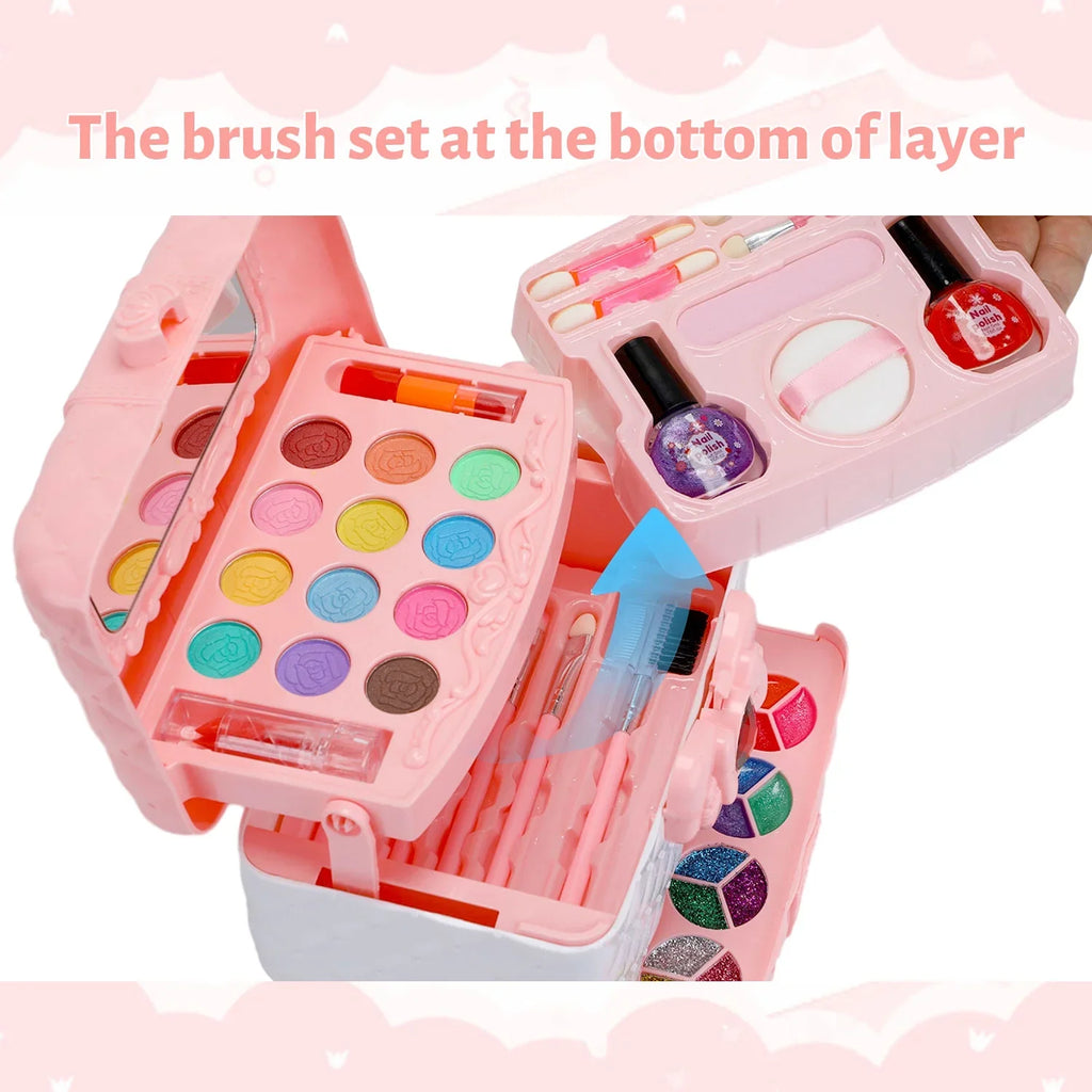 Old Toddler Pcs Girl Christmas 3-12 Kit Frozen Kids Washable Toys for for & Girl Safe Kids Gift Set Set, Real & Little 42 Makeup Year Non-Toxic Birthday Makeup Cosmetic, Girl Makeup (Pink)