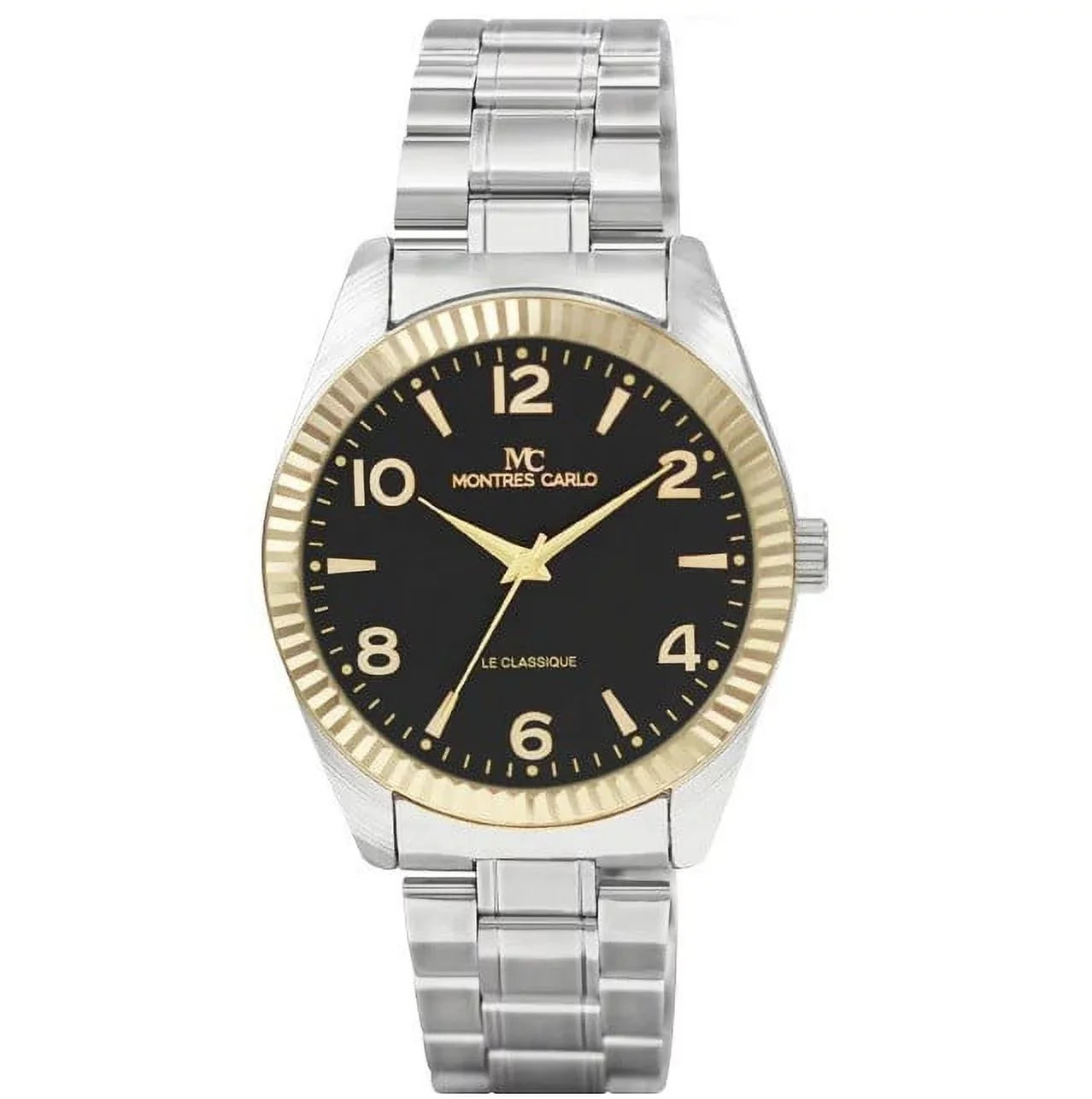 Sport Dress Montres Watch Wrist Carlo 43mm Men's Luxury Fashion Quartz Analog (Two-Tone/Black)