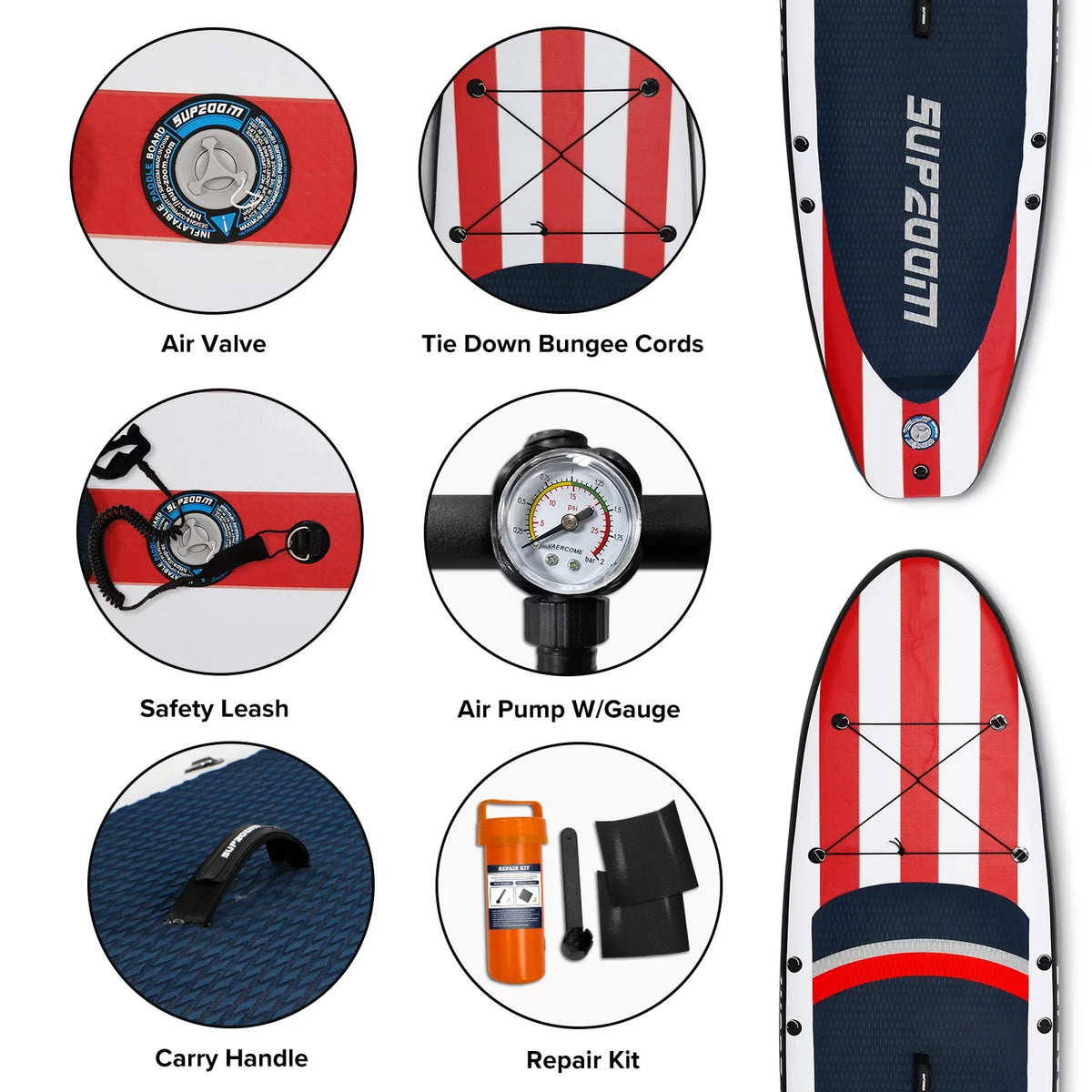 Inflatable Levels All SUPZOOM Kit Hand for Paddle, Stand Travel Backpack, Skill Bag, ISUP Star 10'6×32"×6" SUP Repair Board, Everything Waterproof Included Paddle Pump, with Leash, Up Big