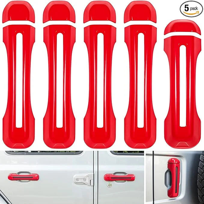 JL 4-Door Rubicon (Red Handle 5PCS) for Door Trim+Tailgate E-cowlboy Wrangler Cover Jeep 2018-2022 JT Handle 2-Door Gladiator Unlimited & Sports Freedom JLU Sahara Inserts Cover Accessories Exterior