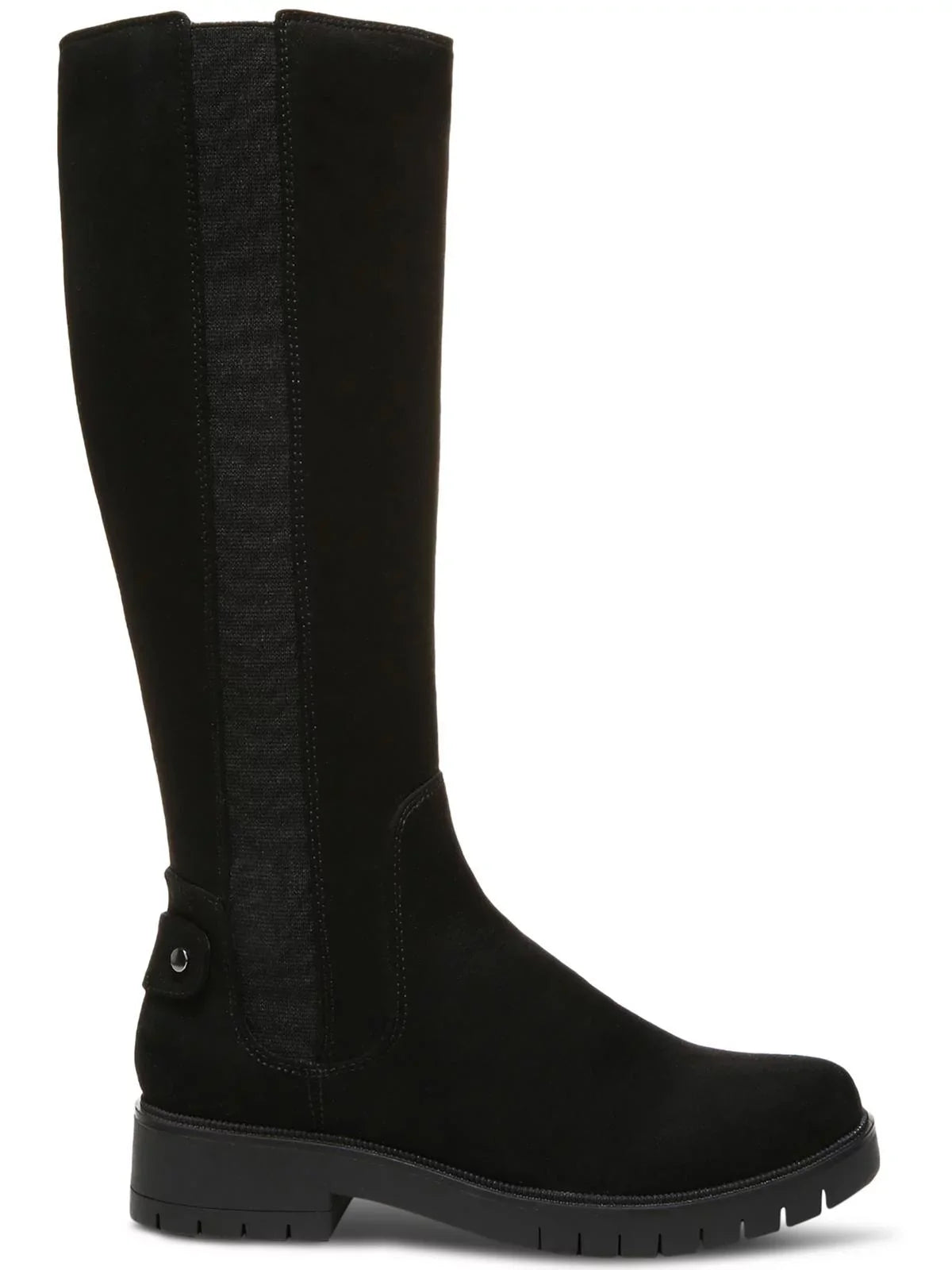 Boots Padded Round Lug Strap Sole Gwynn Toe Shoes Womens Accent Side Black COMPANY M STYLE Heel Zip-Up Block & 6 Goring