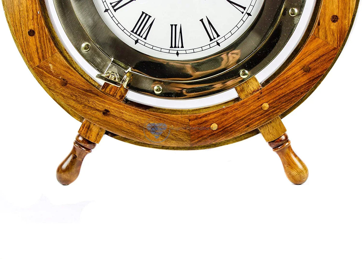 Gift (18 Brass Nagina Wheel Maritime Nautical International Pirate's Porthole Full | Tim'es Inches) Vintage Clock Ship