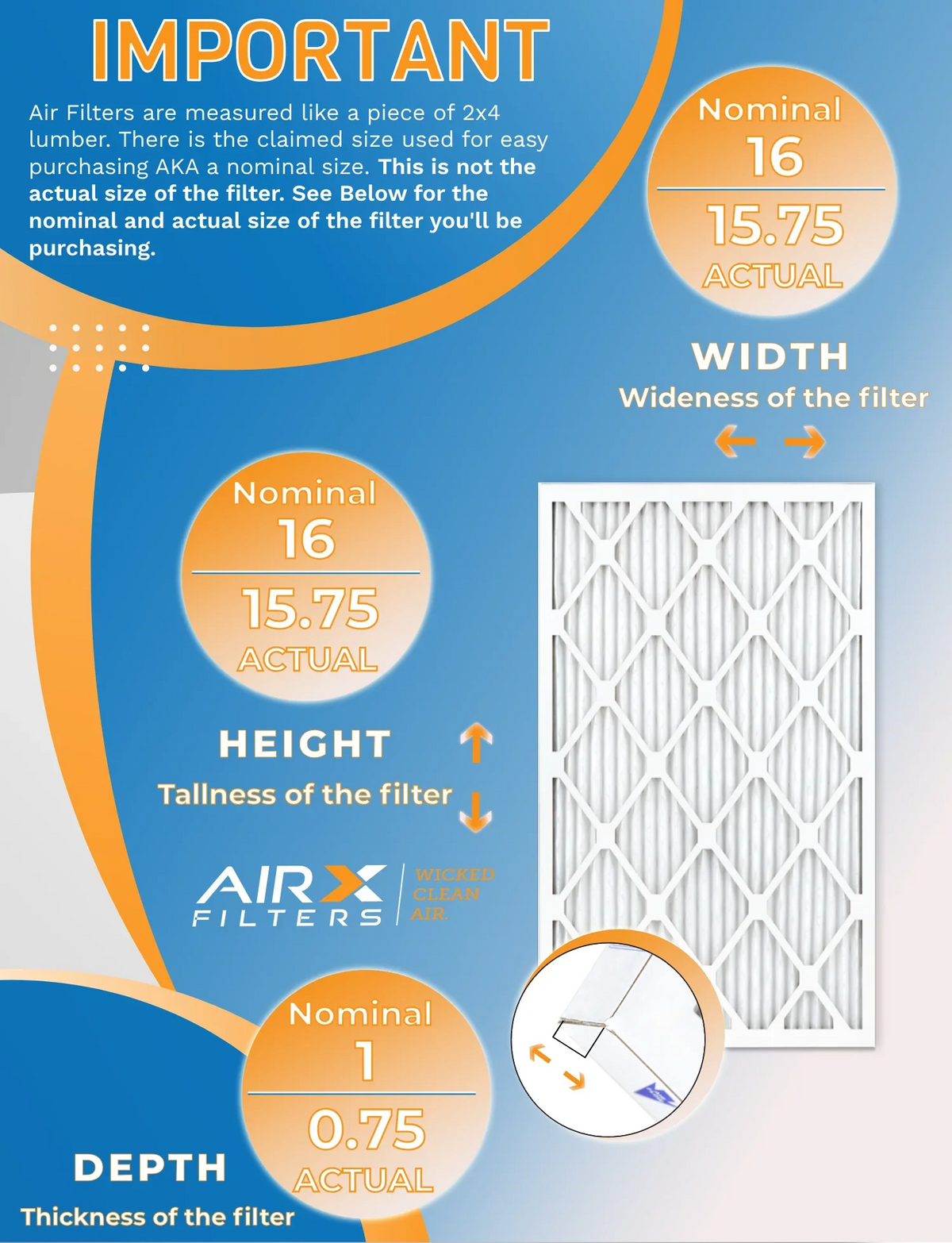 Filter 16x16x1 MERV Rating, Comparable 12 FPR Filters 7, Air WICKED in Filters to AIRX by of FILTERS Furnace High Furnace 11 12 MPR MPR 1000, Pack AIR. Efficiency 1200, Pack of USA CLEAN Made